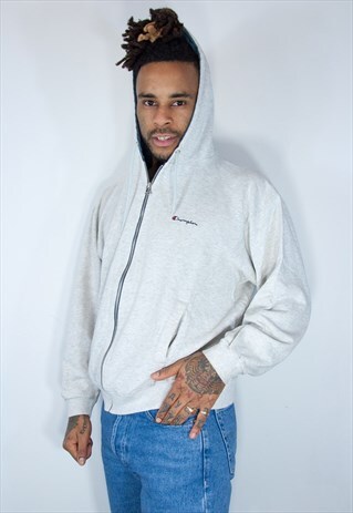 CHAMPION VINTAGE EMBROIDED HOODIE GREY