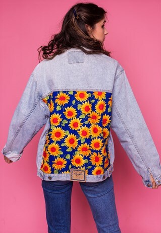 SUNFLOWER REWORKED VINTAGE DENIM JACKET PERSONALISED