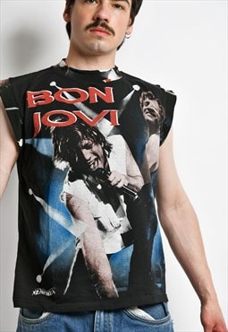 Bon Jovi rock band tank top t-shirt black music 90s tee vest
