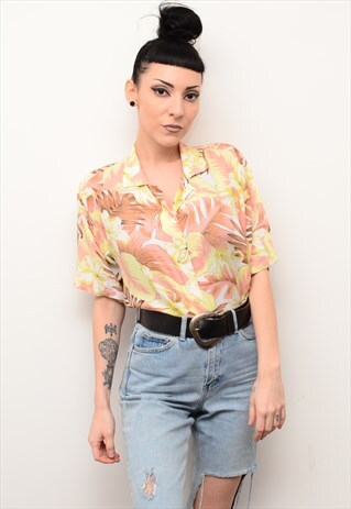 VINTAGE 90'S GRUNGE RETRO NATURE PATTERNED OVERSIZED SHIRT
