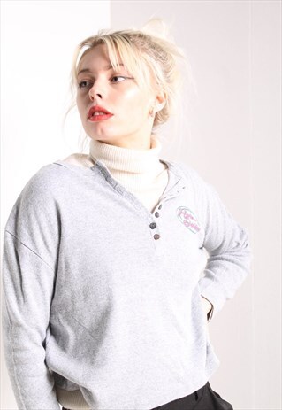 VINTAGE HARLEY DAVIDSON HENLEY TOP GREY