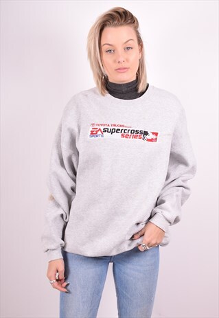 LEE WOMENS VINTAGE SWEATSHIRT JUMPER XL GREY 90S