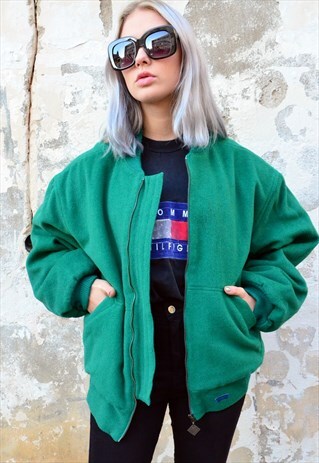 VINTAGE GREEN WOOL WINTER JACKET