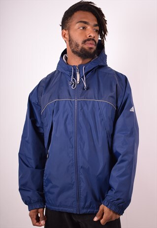 ADIDAS MENS VINTAGE JACKET MEDIUM BLUE 90S