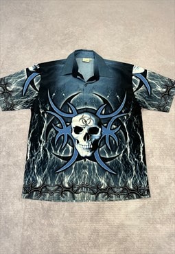Y2K Skull Shirt Grunge Graphic Short Sleeve Shirt