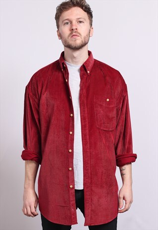 VINTAGE CORDUROY CORD SHIRT RED
