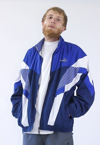 VINTAGE MENS PUMA WINDBREAKER TEAM TRACK SUIT JACKET LOGO