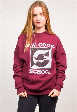 LEE VINTAGE 90'S MAROON F.W. COOK SCHOOL SWEATSHIRT