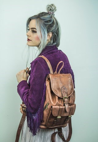 SOFT TAN LEATHER URBAN RUCKSACK WITH SIDE POCKETS