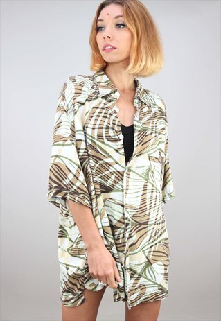 VINTAGE OVERSIZED SHORT SLEEVE PATTERNED SHIRT