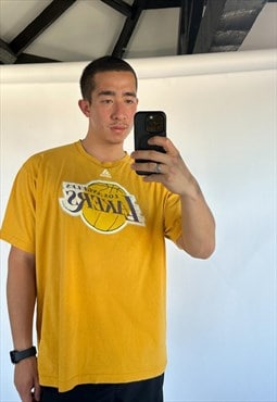 Yellow y2ks Adidas LA Lakers Spellout T-Shirt