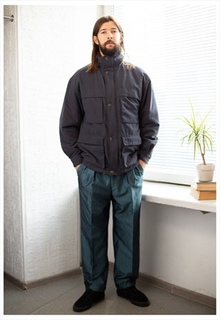 VINTAGE 90'S GREY PUFFER HIGH COLLAR JACKET