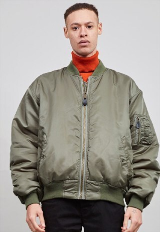 VINTAGE CLASSIC 90'S GREEN PADDED BOMBER JACKET