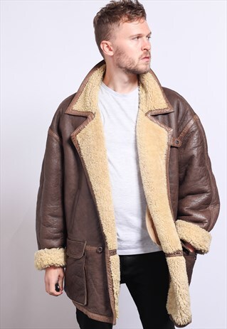 VINTAGE SUEDE AVIATOR FLEECE JACKET