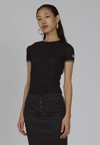 VINTAGE 90S BLACK DOLCE & GABBANA RIB TOP