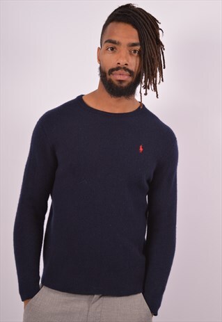 VINTAGE POLO RALPH LAUREN JUMPER SWEATER NAVY BLUE