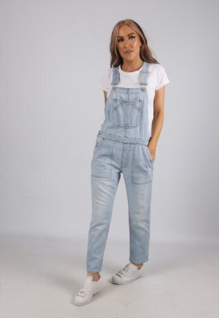 VINTAGE Y2K GAP DENIM DUNGAREES CROP SLOUCH UK 8 XS (FFQ)