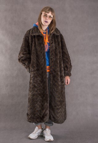 AVANT GARDE, OVERSIZED, LONG, FAUX FUR COAT FROM THE 80S