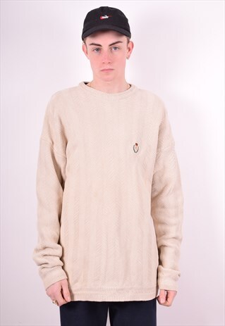 CHAPS RALPH LAUREN MENS VINTAGE JUMPER SWEATER XL BEIGE 90'S