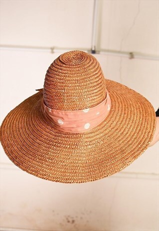 VINTAGE 80'S RETRO STRAW PARIS CHIC SUNHAT