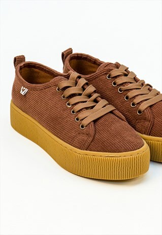 WALK IN PITAS CHUNKY CARAMEL CORDUROY SKATE SHOES FOR WOMEN