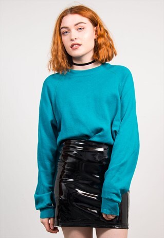 VINTAGE 90'S BASIC TURQUOISE SWEATSHIRT JUMPER