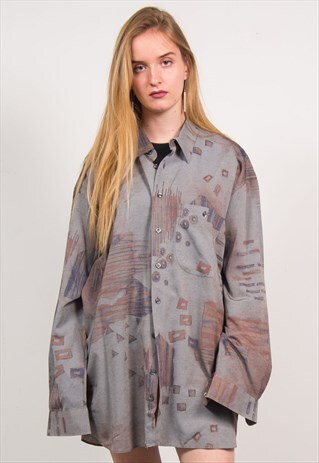 VINTAGE 90'S PATTERNED OVERSIZED SHIRT