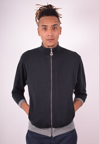 CHAMPION MENS VINTAGE TRACKSUIT TOP JACKET SMALL BLACK 90S