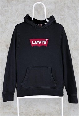 Levi's Black Hoodie Red Tab Box Logo Embroidered Men's Small