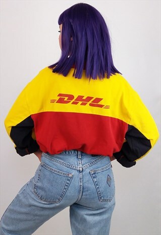 DHL UNISEX BIG LOGO LONG-SLEEVE TOP / SWEATSHIRT YELLOW RED