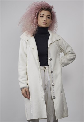VINTAGE 90'S HELLY HANSEN FAUX SHEARLING WHITE COAT