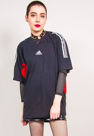 ADIDAS VINTAGE 90'S BLACK & RED T-SHIRT