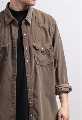 VINTAGE CORDUROY CORD SHIRT BROWN