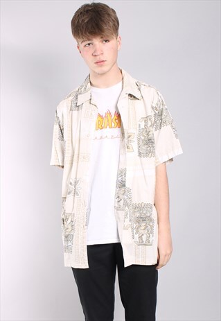 VINTAGE ABSTRACT CRAZY PATTERN SHIRT