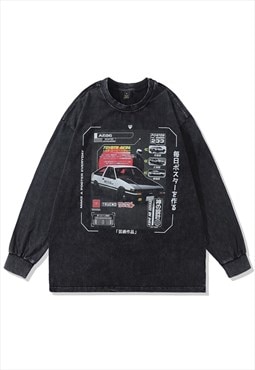 Toyota t-shirt old racing car tee retro Japanese top in grey
