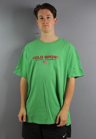 VINTAGE POLO SPORT RALPH LAUREN T-SHIRT IN GREEN WITH PRINTE