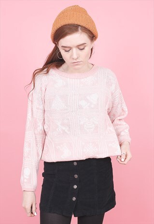 VINTAGE PINK PATTERNED JUMPER /E2195