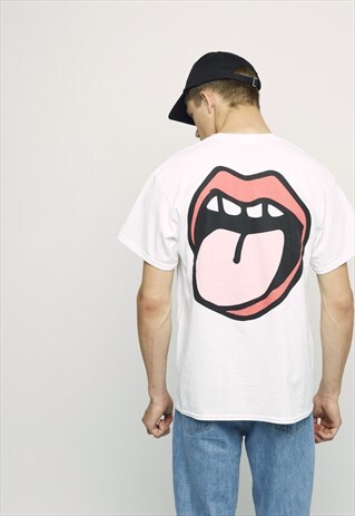 TONGUE BACK PRINT WHITE TEE