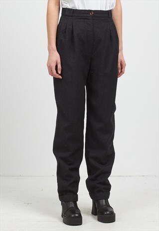 VINTAGE BLACK SPOTLIGHT WOOL TROUSERS BOTTOMS
