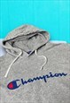 VINTAGE GREY CHAMPION SPELL OUT HOODIE 