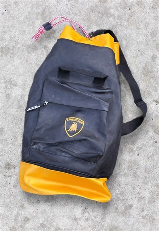VINTAGE RARE LAMBORGHINI DUFFLE BAG MADE IN ITALY BLACK