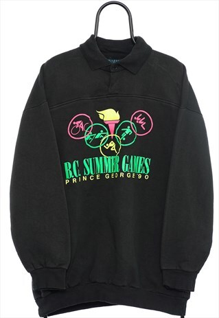 VINTAGE 90S SUMMER GAMES GRAPHIC BLACK SWEATSHIRT MENS