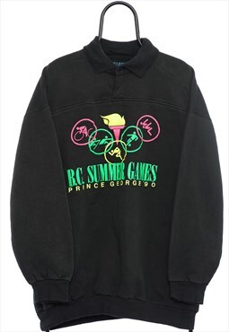 Vintage 90s Summer Games Graphic Black Sweatshirt Mens