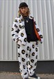 DAISY FLEECE JOGGERS HANDMADE SUNFLOWER BEAM OVERALLS WHITE