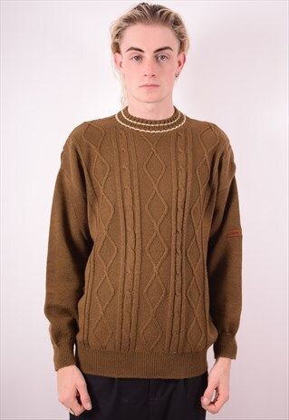 BANANA REPUBLIC MENS VINTAGE JUMPER SWEATER LARGE KHAKI 90S