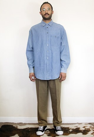 ZEGNA CLASSIC LUXURY TEXTURED BLUE BUTTON UP SHIRT XL