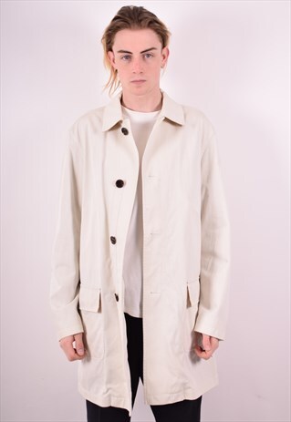 TOMMY HILFIGER MENS VINTAGE COAT MEDIUM WHITE 90S