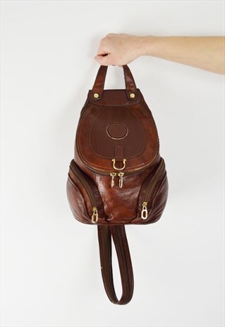 BROWN LEATHER RUCKSACK / BACKPACK BAG