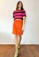 1970'S VINTAGE ORANGE CHENILLE MINI SKIRT