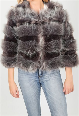 CROPPED SUPER SOFT FAUX FUR TIER COAT